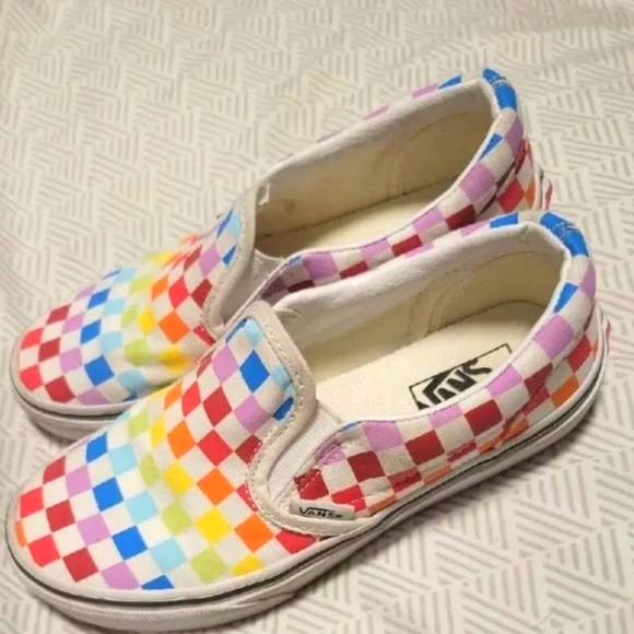 Vans Classic Check Rainbow Slip On Shoes US kids size 2.5 (508731) - Picture 2 of 7